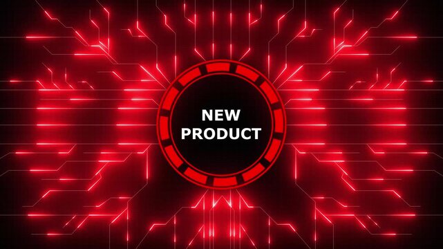 Futuristic technology background with new product announcement and digital circuitry, 4k video