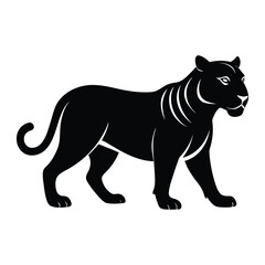 Minimalist Tiger Silhouette Vector Icon for Wildlife Branding and Predator Symbols