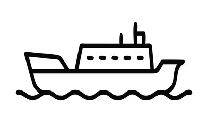 Obraz premium Simple boat icon on water, clean vector illustration, minimalist nautical transport