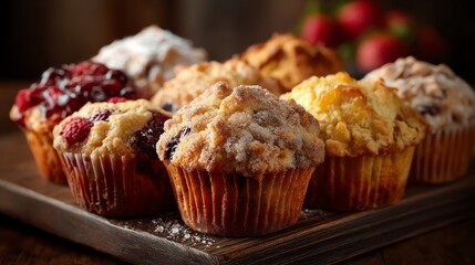 Assorted Berry Muffins with Crumb Topping