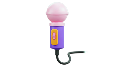 3D Render of a Pink and Purple Toy Microphone with Orange Switch