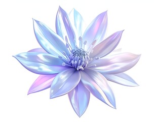 Iridescent floral artwork, isolated against white background, detailed rendering