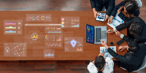 An Artificial Intelligence platform for business intelligence. The dashboard shows advanced data analytics, predictive modeling, and security monitoring through various visualizations. Fermion