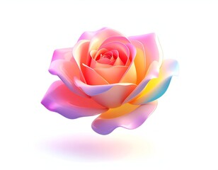 Pastel rose blossoms, rendering vibrant hues of pink, coral, yellow, and blue