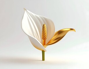 Elegant stylized flower with gold accents against a soft, bright background