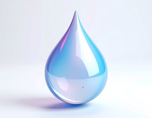 A glistening 3D water droplet with gradient colors against white