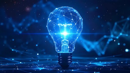 Futuristic glowing light bulb symbolizing digital innovation and bright ideas. - Powered by Adobe