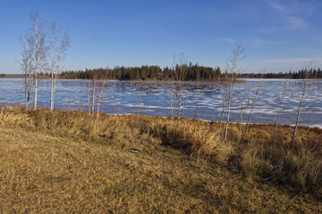 Astotin Lake Freezing in Autumn