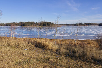 Astotin Lake Freezing in Autumn