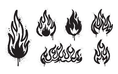 fire flame shapes and bonfires with graffiti grunge texture and drips © trianatio