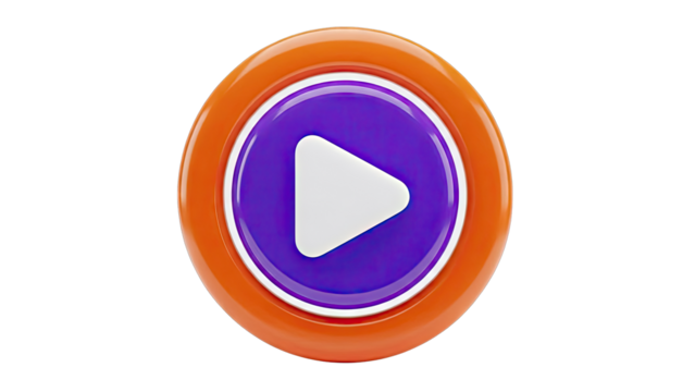 3D Rendered Play Button Icon - Powered by Adobe