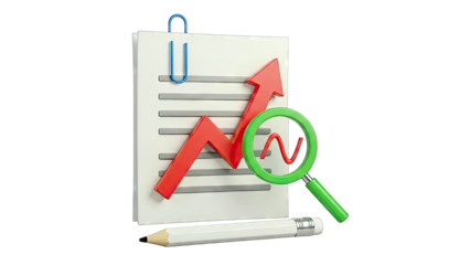Business Growth Analysis with Chart and Magnifying Glass