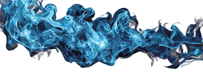 Intensywny, elektryzujący niebieski płomień lub dym na przezroczystym tle, idealny do projekt&oacute;w graficznych.