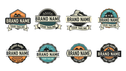 Obraz premium Collection of Vintage Style Brand Logos.