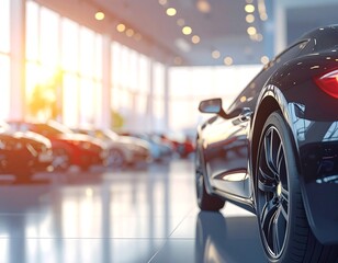 Modern showroom with sleek sports cars on display