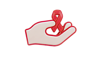 Hand Holding Red Ribbon