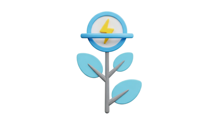 3D Rendering of a stylized plant with lightning bolt