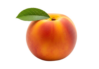 Single peach with leaf isolated on transparent background
