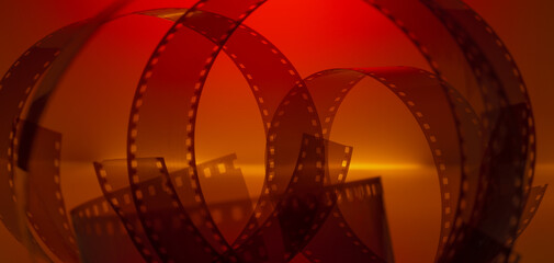 color cinematic horizontal background with film strip