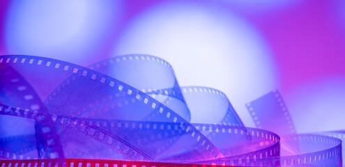 color cinematic horizontal background with film strip