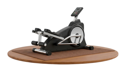 Elliptical Trainer with Digital Display on Wooden Platform