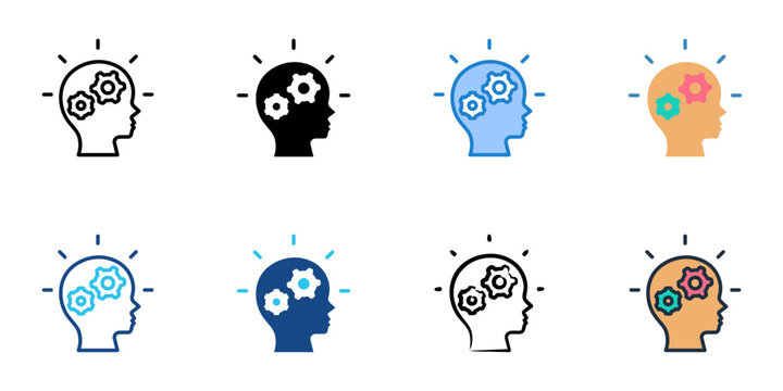 Cognitive development icons set multiple style collection. Editable stroke 
