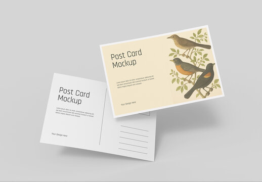 Floating Postcard Mockup Template