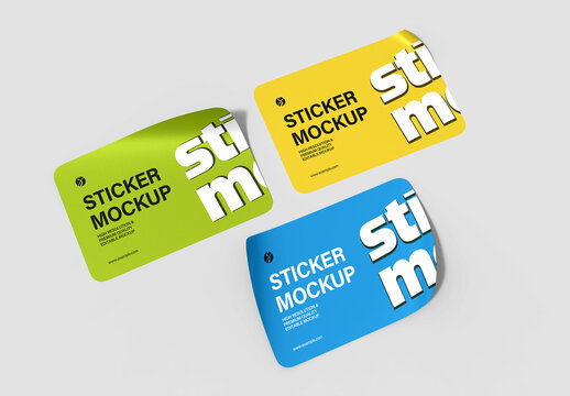 Glossy Sticker Mockup Set