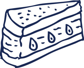 A delicious slice of cake with a creamy filling and a sprinkle of sugar on top, perfect for a sweet treat