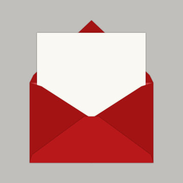 Red Open Envelope with White Blank Letter Graphic illustration