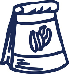 Simple Hand-Drawn Coffee Bean Bag Icon Illustration for Morning Brew Concepts and Beverage Product Packaging Designs, Evoking Freshness and Daily Energy