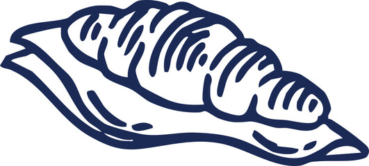 Hand-drawn line art illustration of a freshly baked croissant, a delightful and flaky pastry perfect for breakfast, brunch, or a coffee break treat