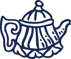 Teapot Line Art Illustration on Dark Color