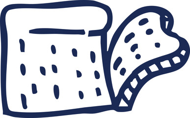 Hand-drawn style blue outline illustration of a freshly baked loaf of sliced bread, perfect for culinary and food-related designs, bringing a rustic and comforting feel to your projects