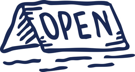 Open Sign Illustration - A Hand-Drawn Sketch of an Open Sign Indicating a Business is Open for Customers