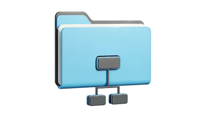 3D Folder Icon with Network Connection