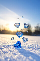 雪とハート型のダイヤ | Snow and heart-shaped diamonds Generative AI