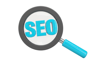 Magnifying glass over SEO text