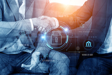 Cybersecurity system interface with biometric lock and data protection. Cybersecurity protects access, identity, cyber security prevents threats, and cyber security supports digital systems. Vouch