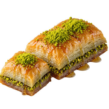 Baklava with Pistachios isolated on transparent background