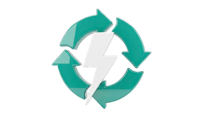 Recycling Symbol with Lightning Bolt