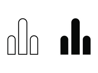 Simple bar graph icon in outline and filled style