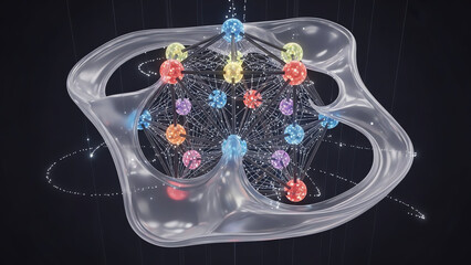 Molecule Network Inside Translucent Shape