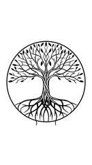 Elegant AI Generated Tree of Life Symbol within a Circular Frame