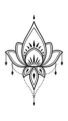 Elegant Lotus Blossom Intricate Design Spiritual Mandala Style Line Art Illustration