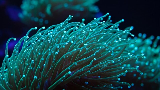 Exotic Underwater Coral: An image of vibrant coral flourishes underwater, an abstract image that is illuminated with an artistic light.