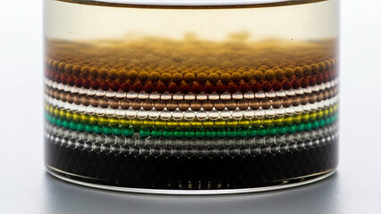 Glass Jar with Colorful Beads Stacked Inside