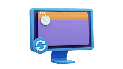 Computer with Refresh Icon and "24" Badge