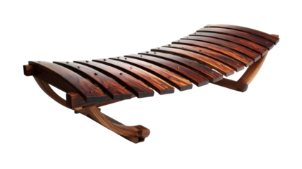 Ergonomic wooden chaise lounge chair for outdoor relaxation, featuring a modern design and rich wood grain