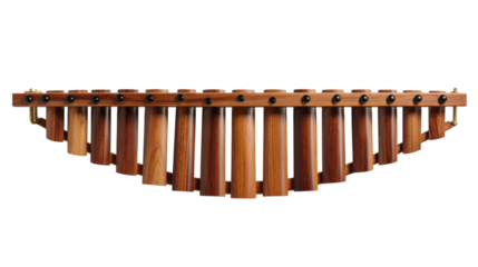 Balafon african traditional wooden percussion instrument with resonators producing melodic music, transparent background